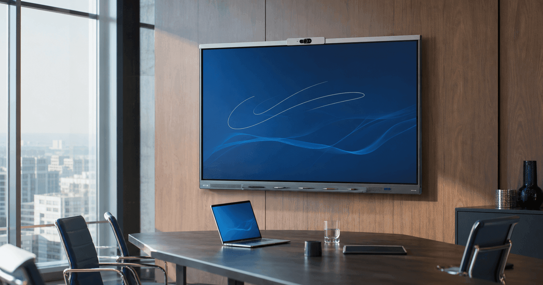 Premium enterprise meeting room with a Huawei IdeaHub interactive collaboration display